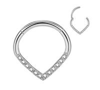 CM Crareesi Mania Teardrop Daith Earrings Hoop Hinged Clicker Rings 16G Helix Cartilage Earrings Hoop 316L Stainless Steel CZ Helix Tragus Daith Septum Clicker Jewellery
