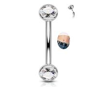 CM Crareesi Mania Titanium Belly Bar 14G Belly Button Bars Clear CZ Curved Barbell Navel Piercing Jewelry 12mm Long Belly Ring Bananabells Body Jewellery for Women Men