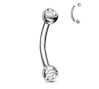 CM Crareesi Mania Titanium Belly Bars 14G Double Internally Threaded Belly Button Piercing Jewelry Grade23 Solid Titanium 10mm Short Long Belly Rings Double CZ Navel Bars