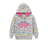 CM-Kid Girls Sweatshirts for Little Girl Hoodies Toddler Dino Jumper Pullover Zip Up Dinosaur KidsChildrens Clothes Long Sleeve Coat Tops 1-2T
