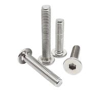 CM M3 M4 M5 M6 M8 304 A2 Stainless Steel Lengthened Long 6-100mm Hex Hexagon Socket Ultra Thin Flat Wafer Head Bolt Screw(30mm,M3 25pcs)