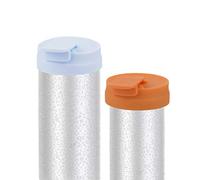 CM Silicone Slim Can Lids Beverage Can Lid Cover Protector for Slim Can and Skinny Can Soda, Beer, Energy Drinks, Juice, Seltzer (Light Blue (1 Pc) + Orange (1 Pc))
