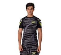 CM Sports Men’s Ultimate Rashguard - Half Sleeve Compression Top for MMA, BJJ & Grappling Training (UK, Alpha, S, Regular, Regular, Green & Black)