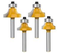CM-UHNM 1/4 Inch Shank Round Over Edging Router Bit Set,4Pcs Roundover Router Bit Set Woodworking Milling Cutter-1/8" 1/4" 3/8" 1/2"Radius Cutter Set