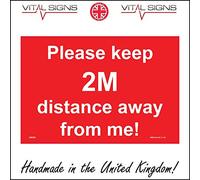CM208 Please Keep 2M Distance Away From Me Sign Personalise Customise Shops 200mm x 150mm Magnetic - Vehicle Grade