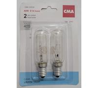 CMA INTERNATIONAL 2 x 40W 240V Cooker Hood Light Bulbs 2700K-[E14 Replacement Universal Small Screw Cap]-T25 for Residential and Commercial Kitchen Lighting-Pack of 2