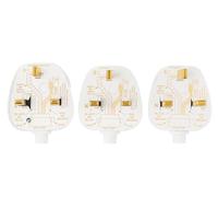 CMA - Pack of 3 | 13A UK 3-Pin Fused Mains Plug | BS1363 Certified White Replacement Plug | Heavy-Duty 13 Amp Plug UK with Secure Cord Grip | 3 Pin Plug for Home, Office & Appliances