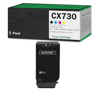 CMADJT High Capacity CX730 Toner Cartridge Combo Pack(With Chip) Compatible Work for CS730de CS735de CX730de CX735adse CX737adzse Laser Printers, Convenient Installation, BK/C/M/Y,Black-High Yield