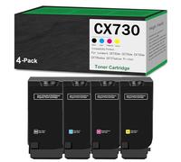 CMADJT High Capacity CX730 Toner Cartridge Combo Pack(With Chip) Compatible Work for CS730de CS735de CX730de CX735adse CX737adzse Laser Printers, Convenient Installation, BK/C/M/Y,4Color-High Yield