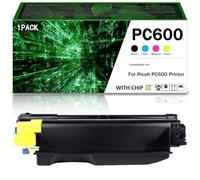 CMADJT PC600 408314 408315 408316 408317 Toner Cartridge Set 4-Pack High Yield Replacement for PC600 Printer, BK 18000 Page ; C/M/Y 12000 Page, Chip Inside,Yellow-1Pack