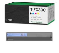CMADJT T-FC30C High Yield Toner Compatible Replacement for T-F505K T-F505C T-F505M T-F505Y Toner For Toshiba E-STUDIO 2051C 2050C 2551C 2550C Multifunction Machine Printer, With Chip,Cyan-Small Yield