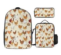 Cmagnifico 3 In 1 Backpack Combination Set,A Brood of Chickens Beautiful Mermaid Pattern Alligator Skin Texture Alligator Skin Alpaca Alien Angel Wings Alpaca Cactus Aquamarine Scales Autumn Cute Fox