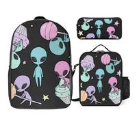 Cmagnifico 3 In 1 Backpack Combination Set,Alien Angel Wings Alpaca Cactus Aquamarine Scales Autumn Cute Fox Army Camouflage Basketball Basketball Beautiful Northern Lights Autumn Pumpkin Leaves Baroq