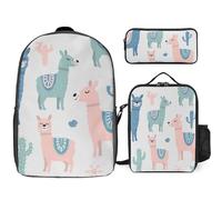 Cmagnifico 3 In 1 Backpack Combination Set,Alpaca Cactus Aquamarine Scales Autumn Cute Fox Army Camouflage Basketball Basketball Beautiful Northern Lights Autumn Pumpkin Leaves Baroque Black Labrador