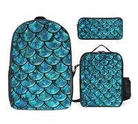 Cmagnifico 3 In 1 Backpack Combination Set,Aquamarine Scales Autumn Cute Fox Army Camouflage Basketball Basketball Beautiful Northern Lights Autumn Pumpkin Leaves Baroque Black Labrador Dog Black Scar
