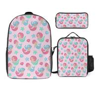 Cmagnifico 3 In 1 Backpack Combination Set,Beautiful Mermaid Pattern Alligator Skin Texture Alligator Skin Alpaca Alien Angel Wings Alpaca Cactus Aquamarine Scales Autumn Cute Fox Army Camouflage Bas