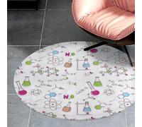 Cmagnifico 60 * 60cm Flannel Small Round Rug, Chemistry Experiment Pattern Floor Mat, Non Slip Rugs for Bedroom, Living Room, Decor