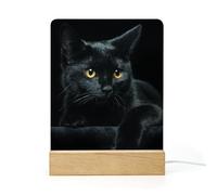 Cmagnifico Acrylic Night Light,Black Cat Pattern, USB Port, Gift for Friends, Family, Lovers