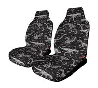 Cmagnifico Car Seat Covers, Jurassic Dinosaurs Design, Universal Fit, Polyester, Black, 2 Pack