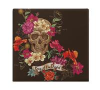 Cmagnifico Chair Pad, Floral Sugar Skull Day of The Dead Seat Pad, Square Chair Cushion for Yoga Living Room Balcony