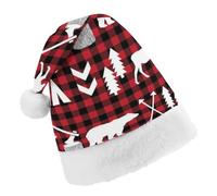 Cmagnifico Christmas Hat,Buffalo Plaid Woodland Christmas Hat for Various Holiday Parties