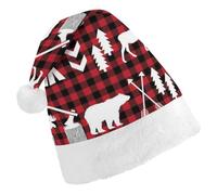 Cmagnifico Christmas Hat,Buffalo Plaid Woodland Christmas Hat for Various Holiday Parties