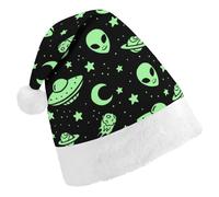 Cmagnifico Christmas Hat,Green Alien Moon UFO Hat for Various Holiday Parties