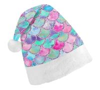 Cmagnifico Christmas Hat,Rainbow Watercolor Scales of Mermaid Hat for Various Holiday Parties