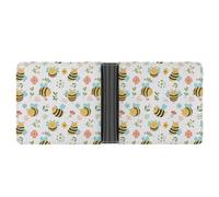 Cmagnifico Coin Pocket, Bee Flower Leather Wallet, Bifold Credit Card Leather Slim Purse