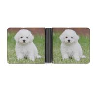 Cmagnifico Coin Pocket, Bichon Frise Dog Leather Wallet, Bifold Credit Card Leather Slim Purse