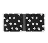 Cmagnifico Coin Pocket, Black and White Polka Dot Leather Wallet, Bifold Credit Card Leather Slim Purse