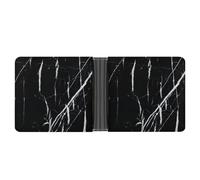 Cmagnifico Coin Pocket, Black Marble Leather Wallet, Bifold Credit Card Leather Slim Purse