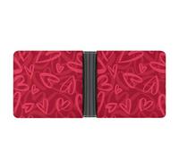 Cmagnifico Coin Pocket, Covered with Red Hearts Leather Wallet, Bifold Credit Card Leather Slim Purse