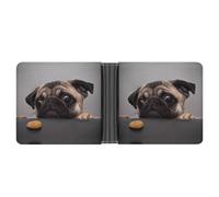 Cmagnifico Coin Pocket, Cute Pug Dog Leather Wallet, Bifold Credit Card Leather Slim Purse