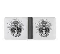 Cmagnifico Coin Pocket, Dia De Los Muertos Skull Leather Wallet, Bifold Credit Card Leather Slim Purse