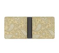 Cmagnifico Coin Pocket, Gold Paisley Pattern Leather Wallet, Bifold Credit Card Leather Slim Purse