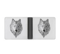 Cmagnifico Coin Pocket, Gray Wolf Leather Wallet, Bifold Credit Card Leather Slim Purse