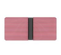 Cmagnifico Coin Pocket, Red Stripe Pattern Leather Wallet, Bifold Credit Card Leather Slim Purse