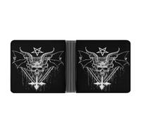 Cmagnifico Coin Pocket, Satanic Leather Wallet, Bifold Credit Card Leather Slim Purse