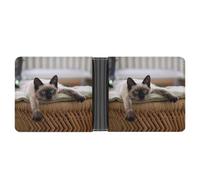 Cmagnifico Coin Pocket, Siamese Thai Cat Mandala Leather Wallet, Bifold Credit Card Leather Slim Purse