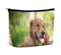 Cmagnifico Cosmetic Bag, Dog Golden Retriever Makeup Bag, Portable Toiletry Bag with Zipper for Daily Use, Travel