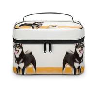 Cmagnifico Cosmetic Bag, Shiba Inu Dog Makeup Bag, Leather Travel Toiletry Bag for Women