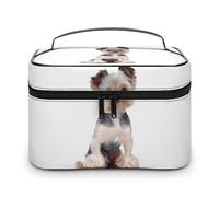 Cmagnifico Cosmetic Bag, Yorkshire Terrier Makeup Bag, Leather Travel Toiletry Bag for Women