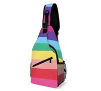 Cmagnifico Crossbody Bag, Rainbow Colored Horizontal Striped Lines Chest Bag, Sling Bag for Travel Shopping Sports