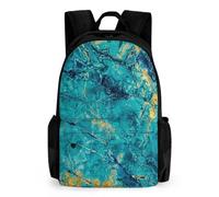 Cmagnifico Daypack, Teal Marble Backpack, Rucksack with Pockets for Hiking Camping Travel