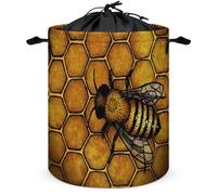Cmagnifico Drawstring Laundry Hamper, Bee Honeybee Laundry Basket, Washing Basket with Handle