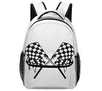 Cmagnifico Durable Oxford Cloth Casual Daypack, Checkered Flags Race Flag Backpack, College Bag for Boys, Girls, Travel, Sports