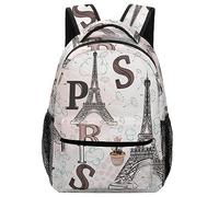 Cmagnifico Durable Oxford Cloth Casual Daypack, Paris Eiffel Tower Floral Backpack, College Bag for Boys, Girls, Travel, Sports