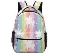 Cmagnifico Durable Oxford Cloth Casual Daypack, Unicorn Pattern Rainbow Backpack, College Bag for Boys, Girls, Travel, Sports