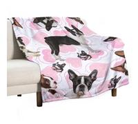 Cmagnifico Flannel Blanket, Boston Terrier Throw Blanket for Couch Sofa Bed Office, Soft And Comfortable Without Pilling